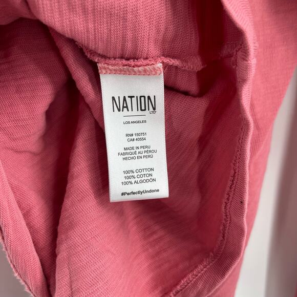 NATION LTD Top Size Small Daniella Combo Party Tee Puff Sleeve Cotton Geranium - Picture 12 of 15